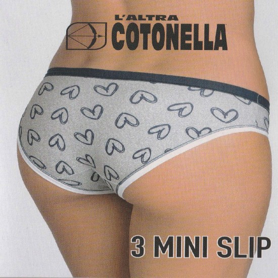 COTONELLA: Γυναικείο 3pack Mini Slip Assortito
